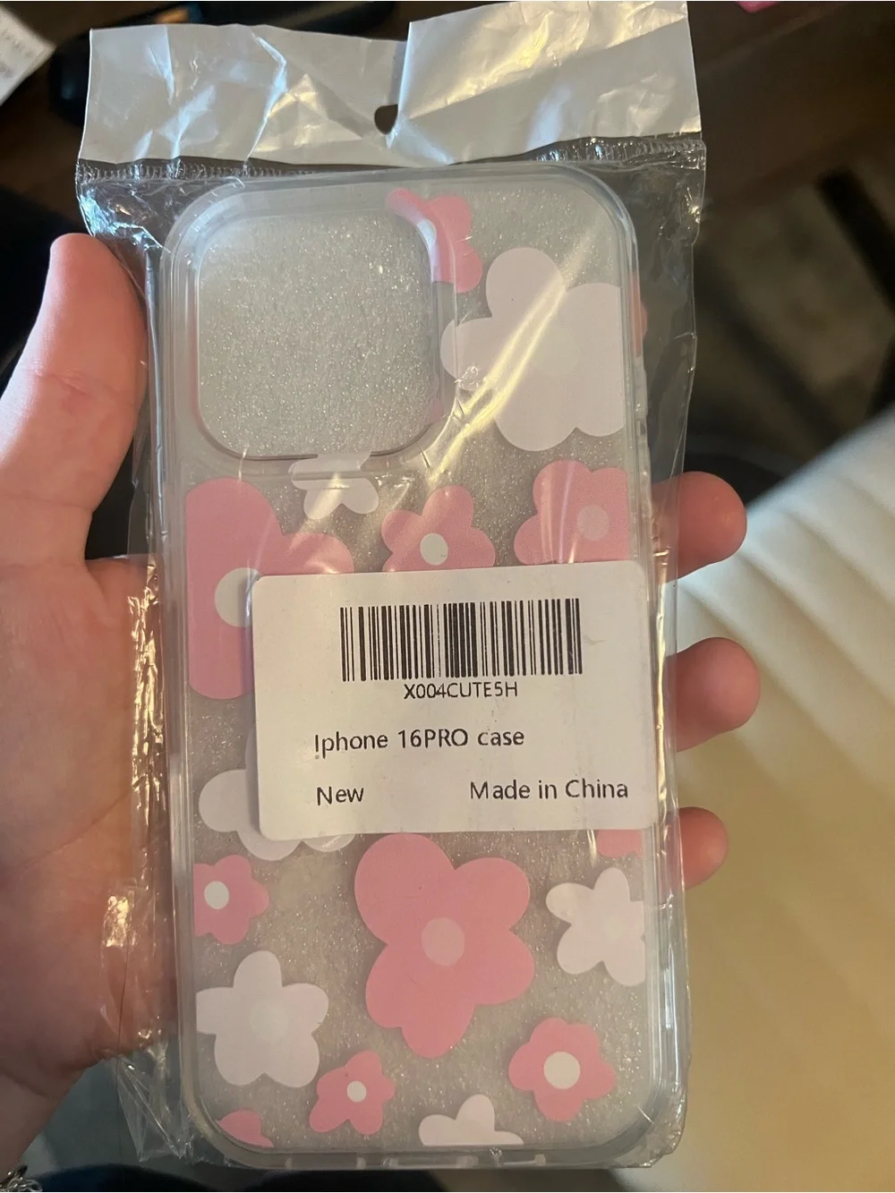 iPhone 16 Pro Floral Clear Case - Pink & White